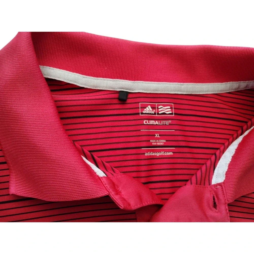 Adidas Climalite Golf‎ Polo Shirt Mens XL Red Black Stretch Casual Country Club